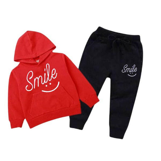 Kids "Smile" Graphic Pajama Set - Unisex Fleece Hoodie & Pants