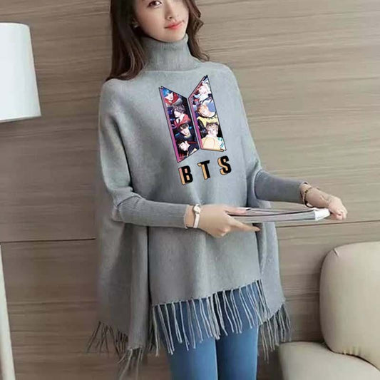 BTS Printed Poncho For Women