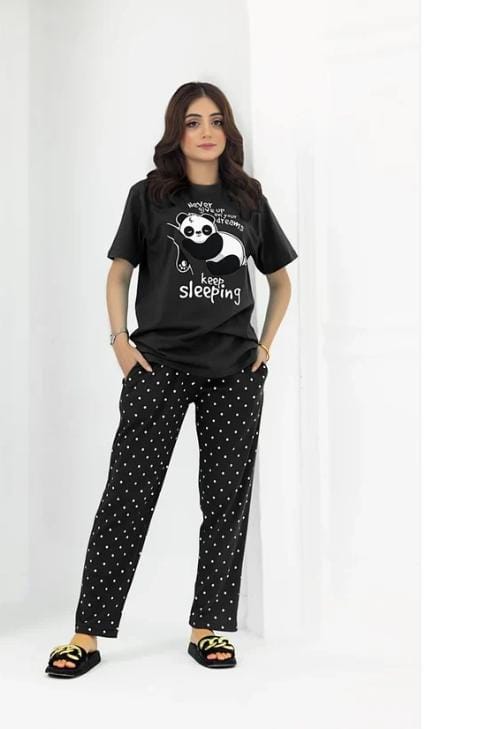 Women's "Keep Sleeping" Panda Graphic Pajama Set