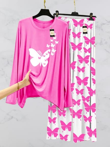 "Pretty in Pink Butterfly Pajama Set"