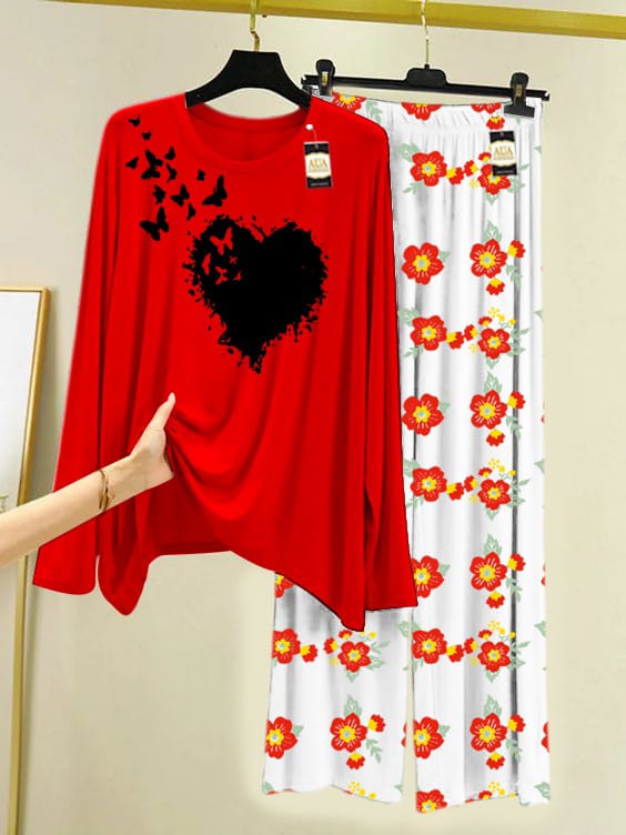Blossoming Heart Floral Night Suit"