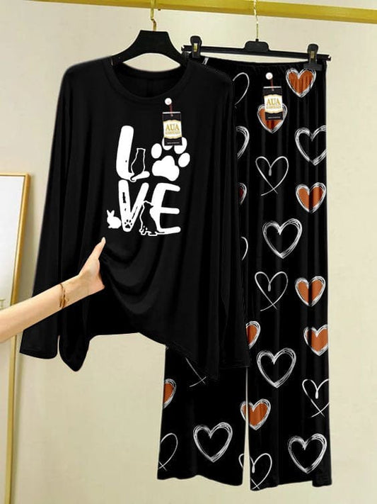 "Cozy Cat Love & Hearts Night Suit"