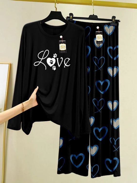 Blue Hearts Paw Love Night Suit"