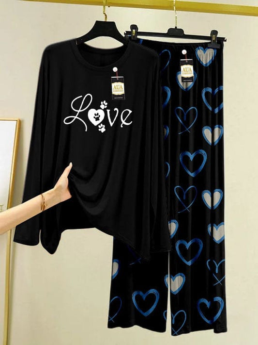 Blue Hearts Paw Love Night Suit"