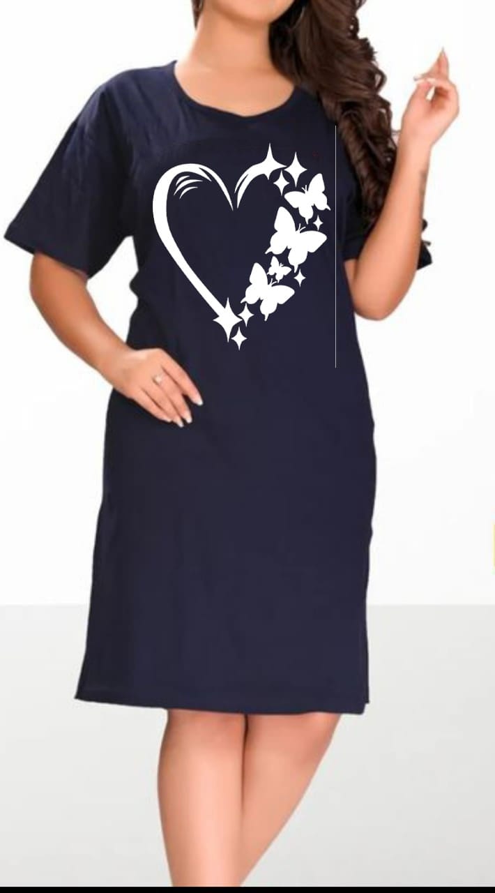 Nature-Inspired Daisy & Butterflies Long T-Shirt / Night Shirt