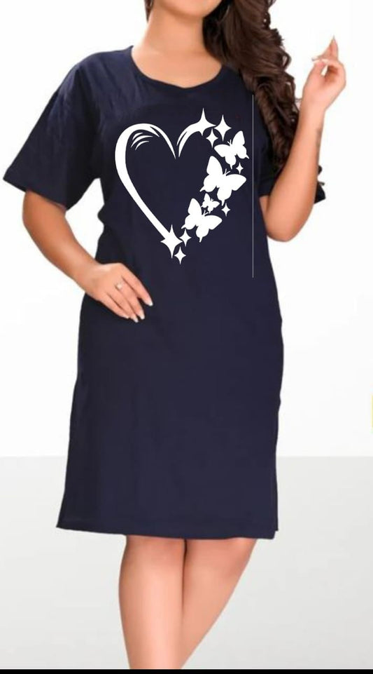 Nature-Inspired Daisy & Butterflies Long T-Shirt / Night Shirt