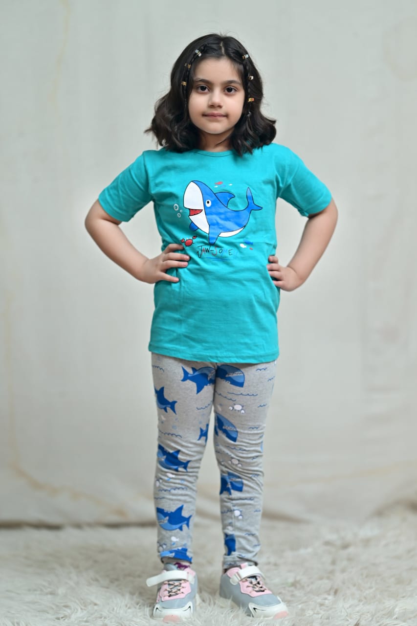 Kids' Fun Shark Graphic T-Shirt and Pajama Set
