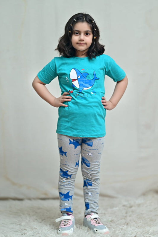 Kids' Fun Shark Graphic T-Shirt and Pajama Set