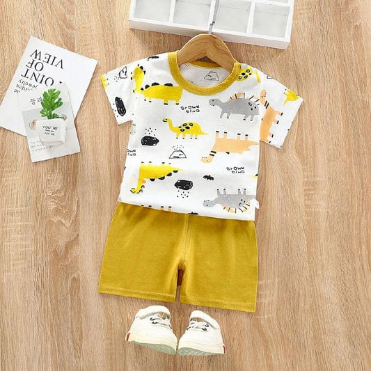 Toddler Boys' Dinosaur Print T-Shirt & Shorts Set - Yellow