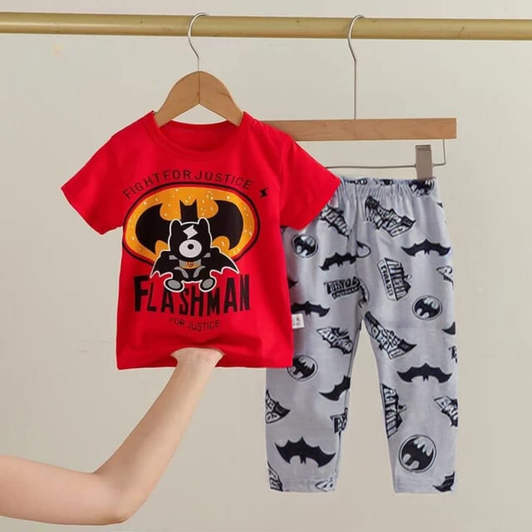 Boys' Cool "Flashman" Superhero Graphic Pajama Set