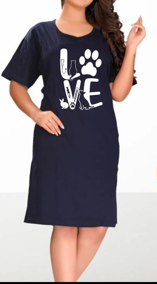 "LOVE" Pet & Vet Themed Graphic Nightgown