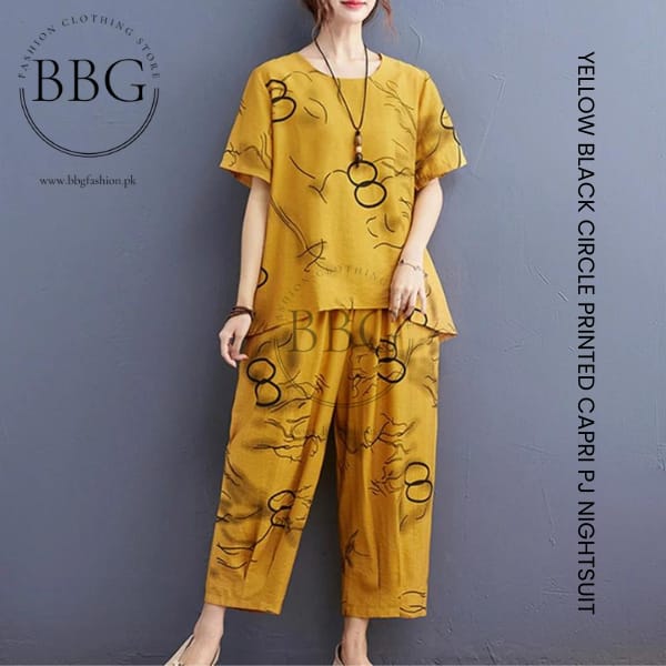 Women's Abstract Print Top & Wide-Leg Capri Pants Set