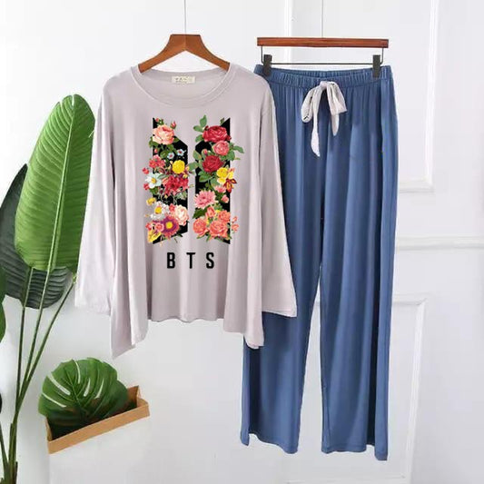 Stylish Floral BTS Logo Lounge & Sleep Set
