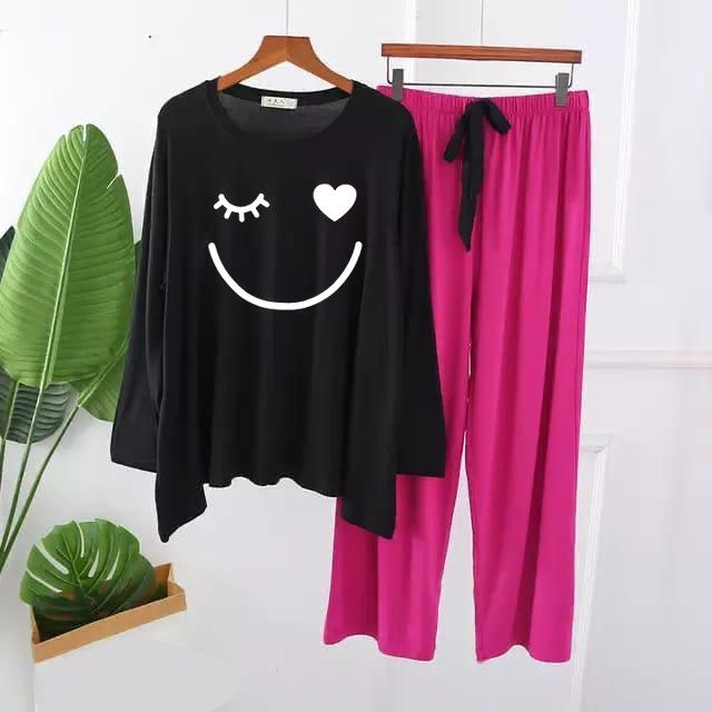 Minimalist Wink & Heart Face Pajama Set