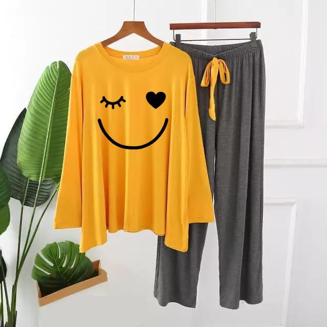 Minimalist Wink & Heart Face Pajama Set