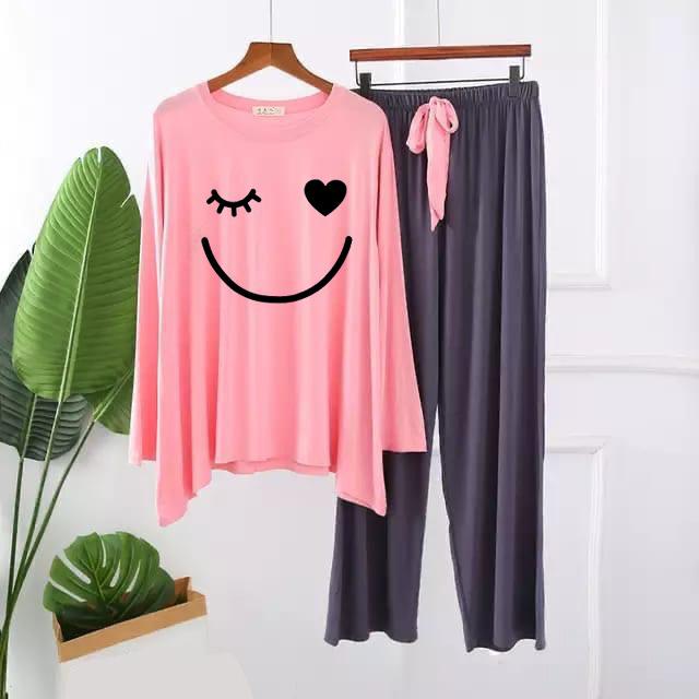 Minimalist Wink & Heart Face Pajama Set