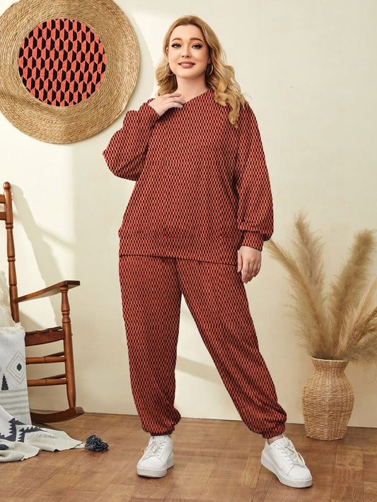 Women's Geometric Print Long-Sleeve Pajama Set