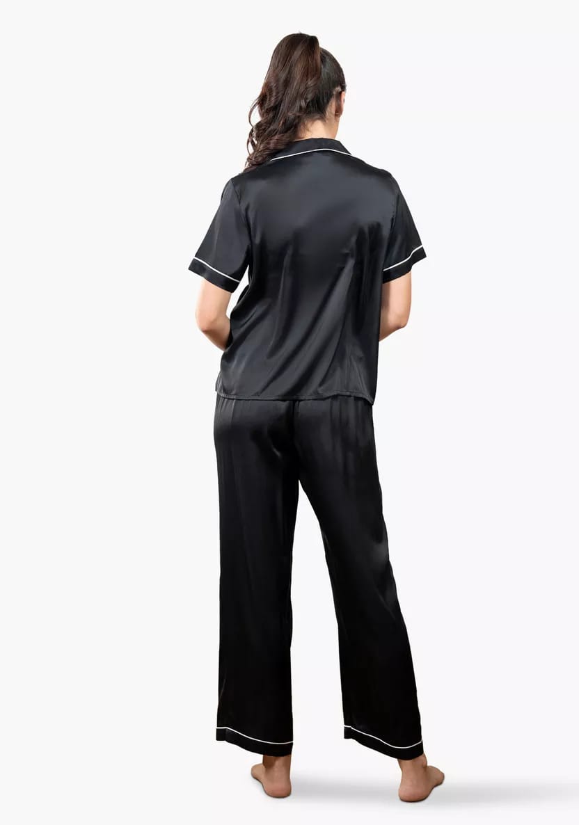 Women's Classic Satin Silk Short-Sleeve Pajama Set