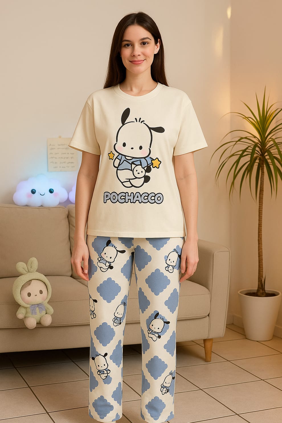 Women's Pochacco Character Short-Sleeve Pajama Set