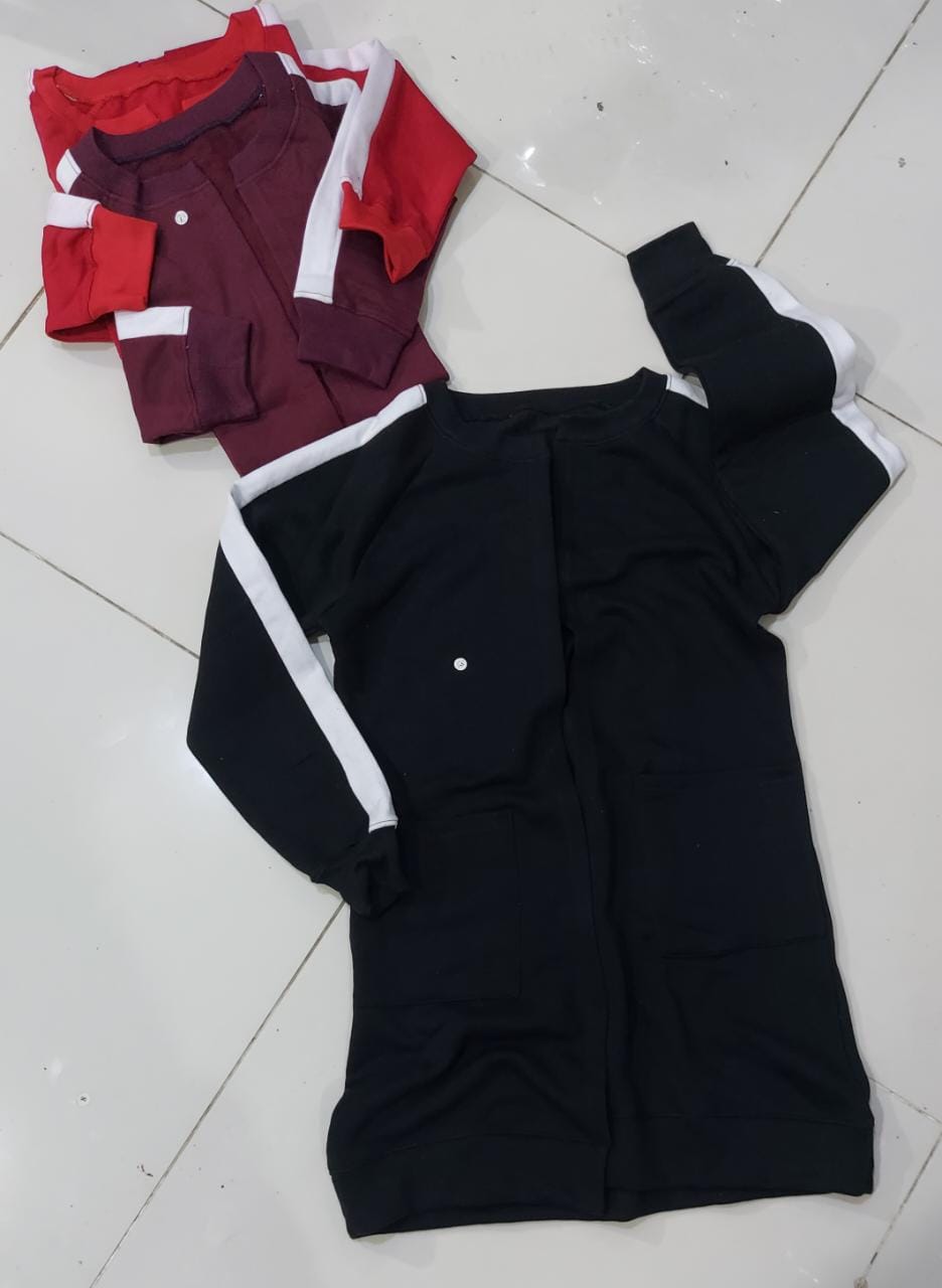 Women's Long White Sleeve Stripes - Stylish Open-Front Coat