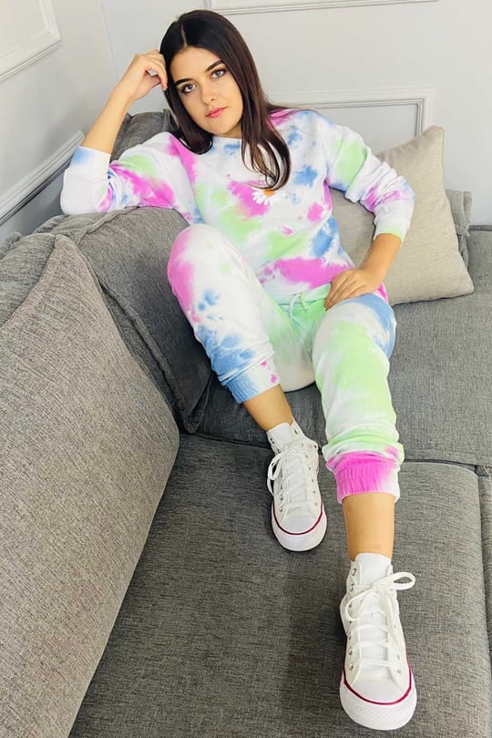 Women's Tie-Dye Fleece Tracksuit - Comfortable & Stylish Loungewear Set