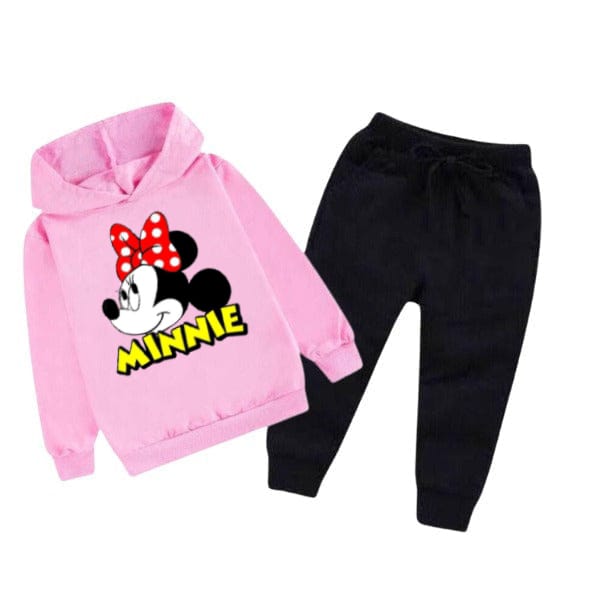 Kids Minnie Mouse Pajama Set - Cozy Fleece Hoodie & Pants (Bright Yellow)