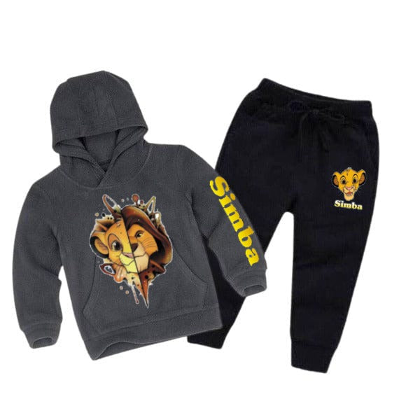 Kids The Lion King Simba Pajama Set - Fleece Hoodie & Pants (Dark Color)