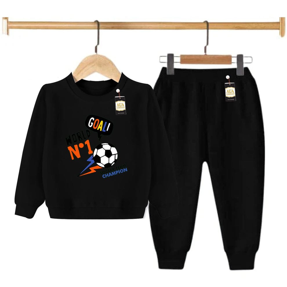 World No. 1 Soccer Champion Kids Tracksuit - Black