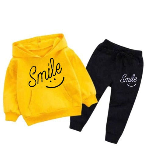 Kids "Smile" Graphic Pajama Set - Unisex Fleece Hoodie & Pants