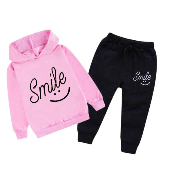 Kids "Smile" Graphic Pajama Set - Unisex Fleece Hoodie & Pants