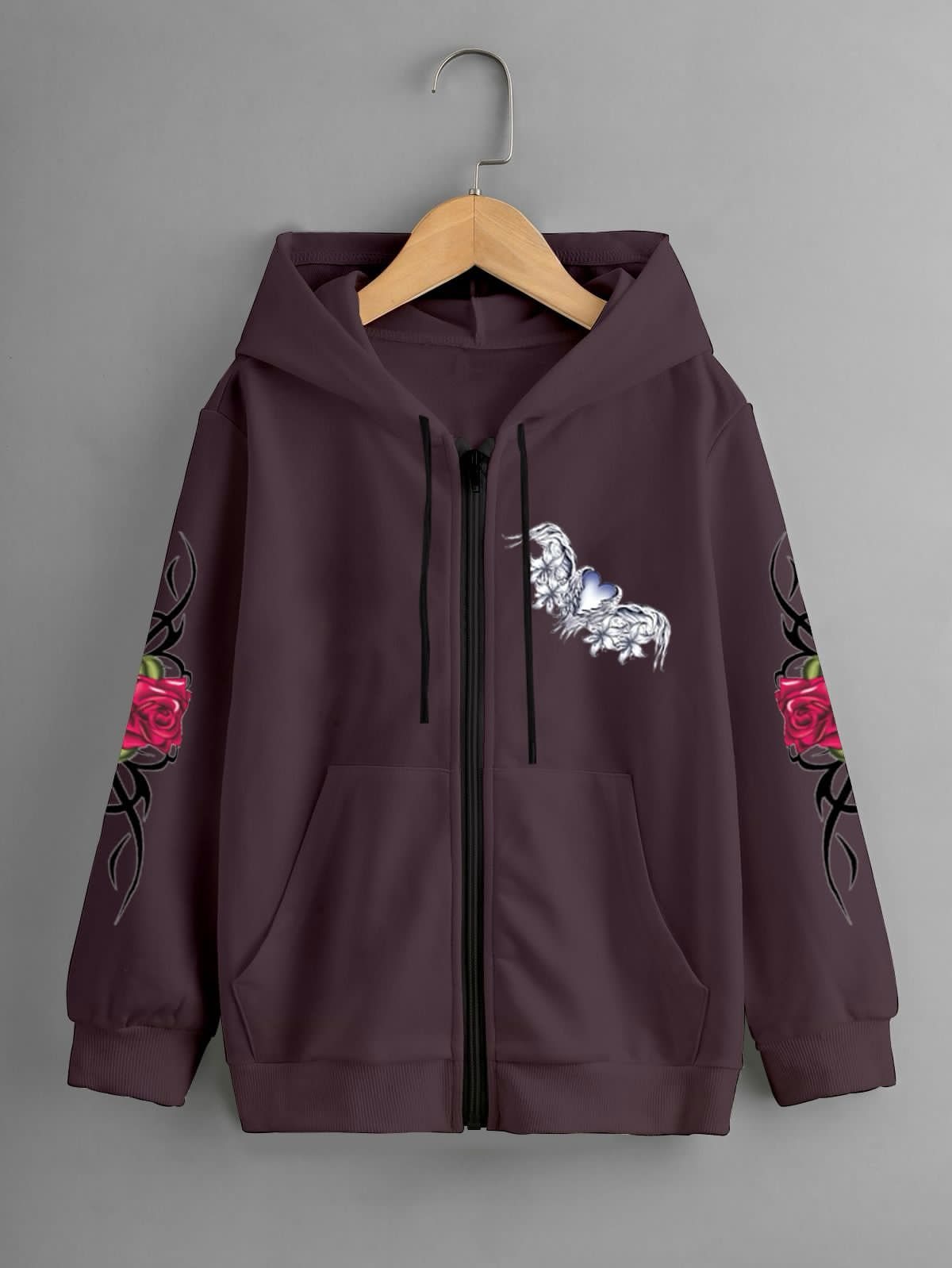 GIRLS PRINTED ZIPPER HOODIE