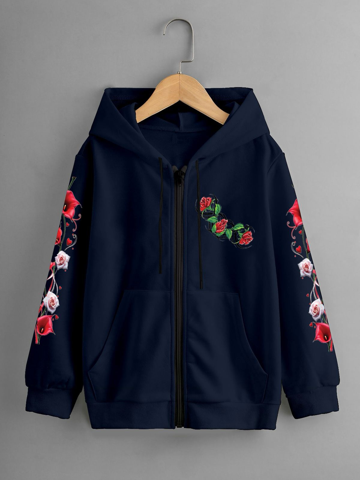 GIRLS PRINTED ZIPPER HOODIE