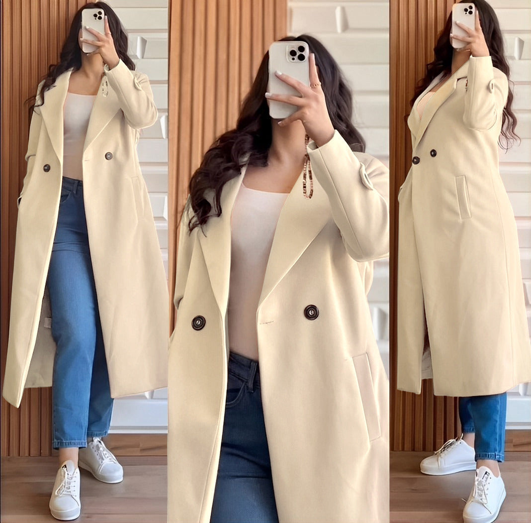 Button Long Coat For Women
