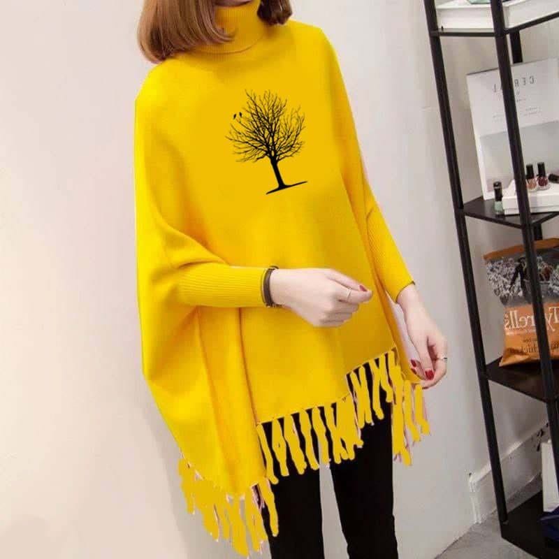 Tree Printed Poncho For Women