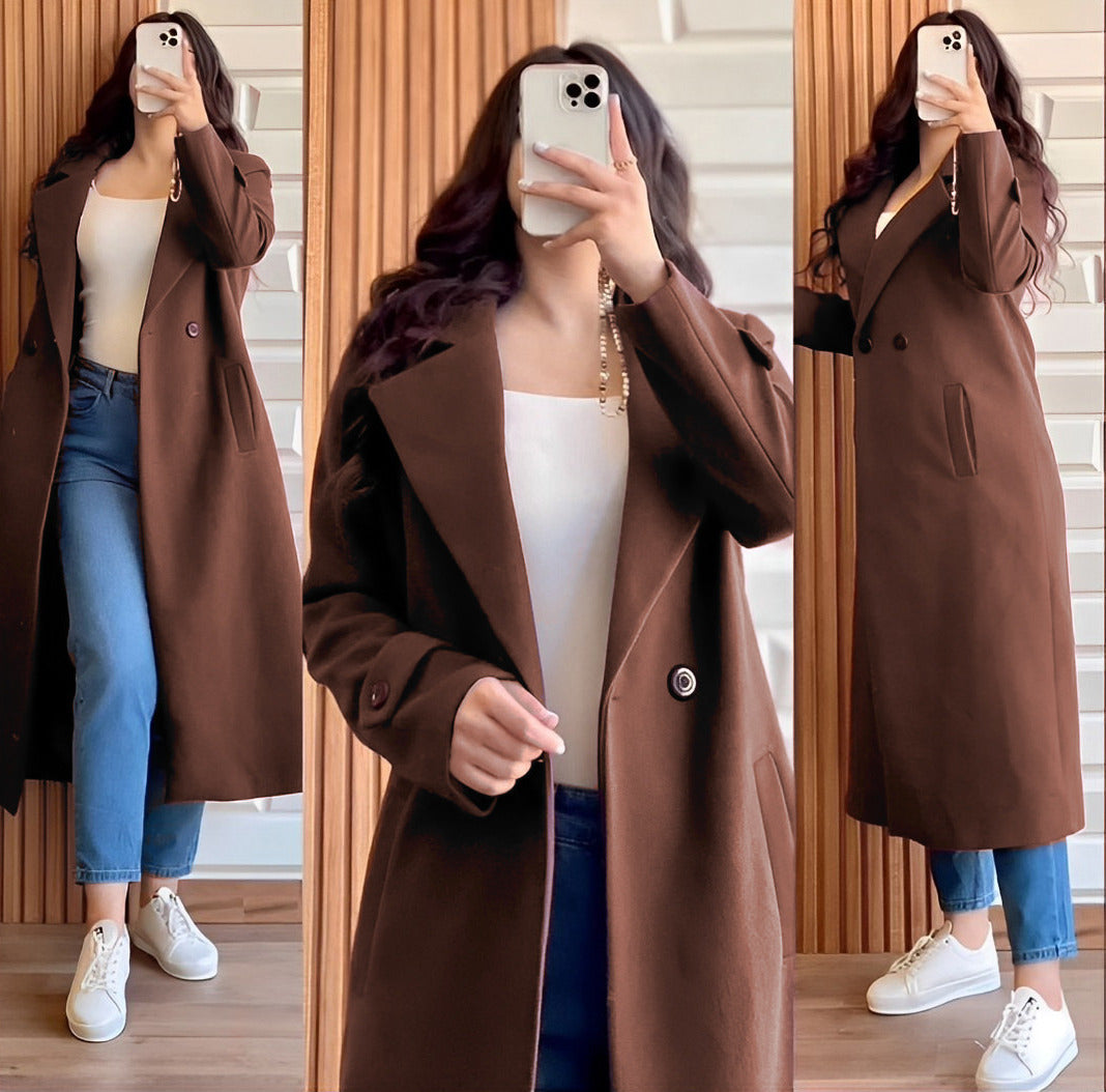 Button Long Coat For Women
