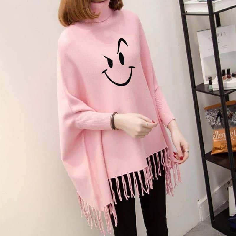 Smile Printed Poncho For Women