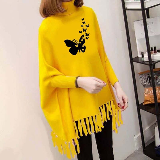 Flying Butterfly Printed Poncho For Women