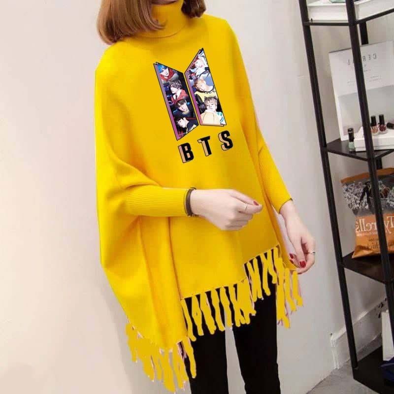 BTS Printed Poncho For Women