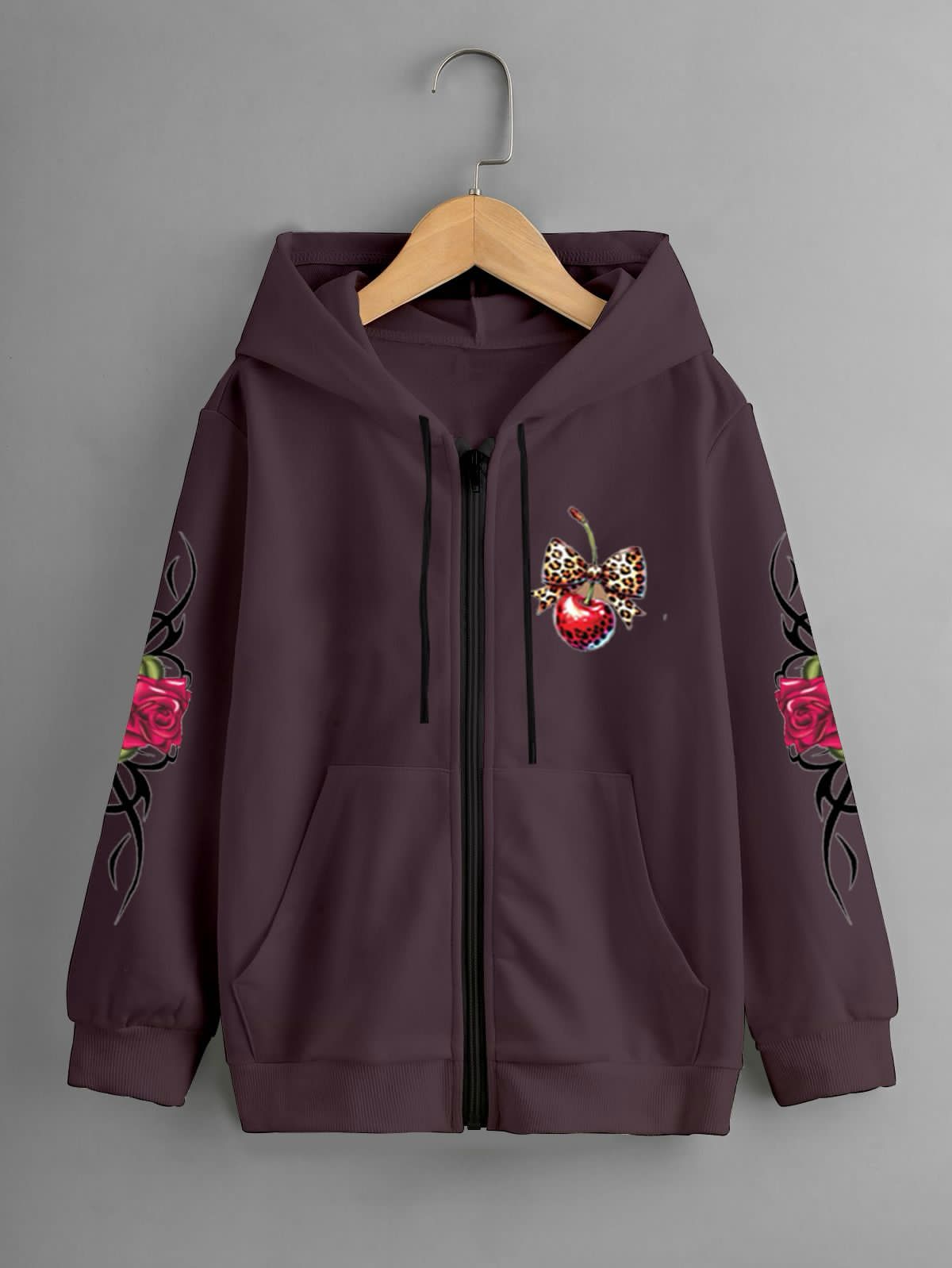 GIRLS PRINTED ZIPPER HOODIE