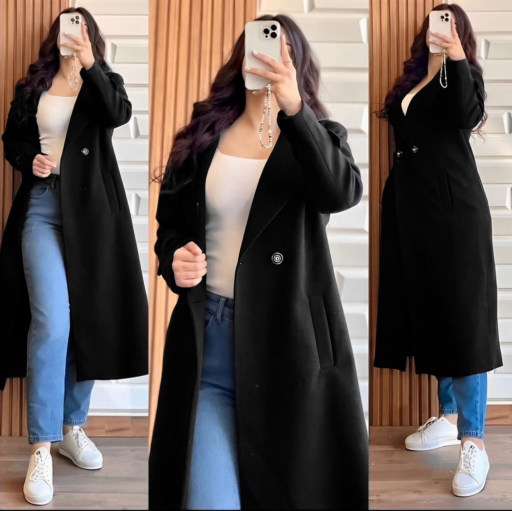Button Long Coat For Women