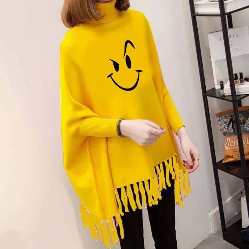 Smile Printed Poncho For Women