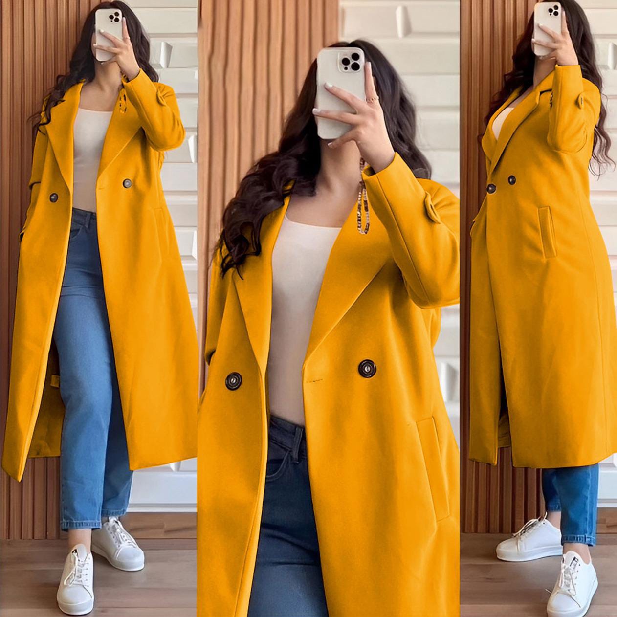 Button Long Coat For Women