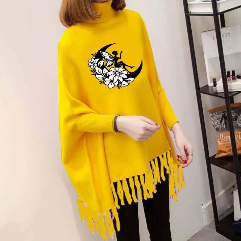 Fairy Moon Printed Poncho For Women